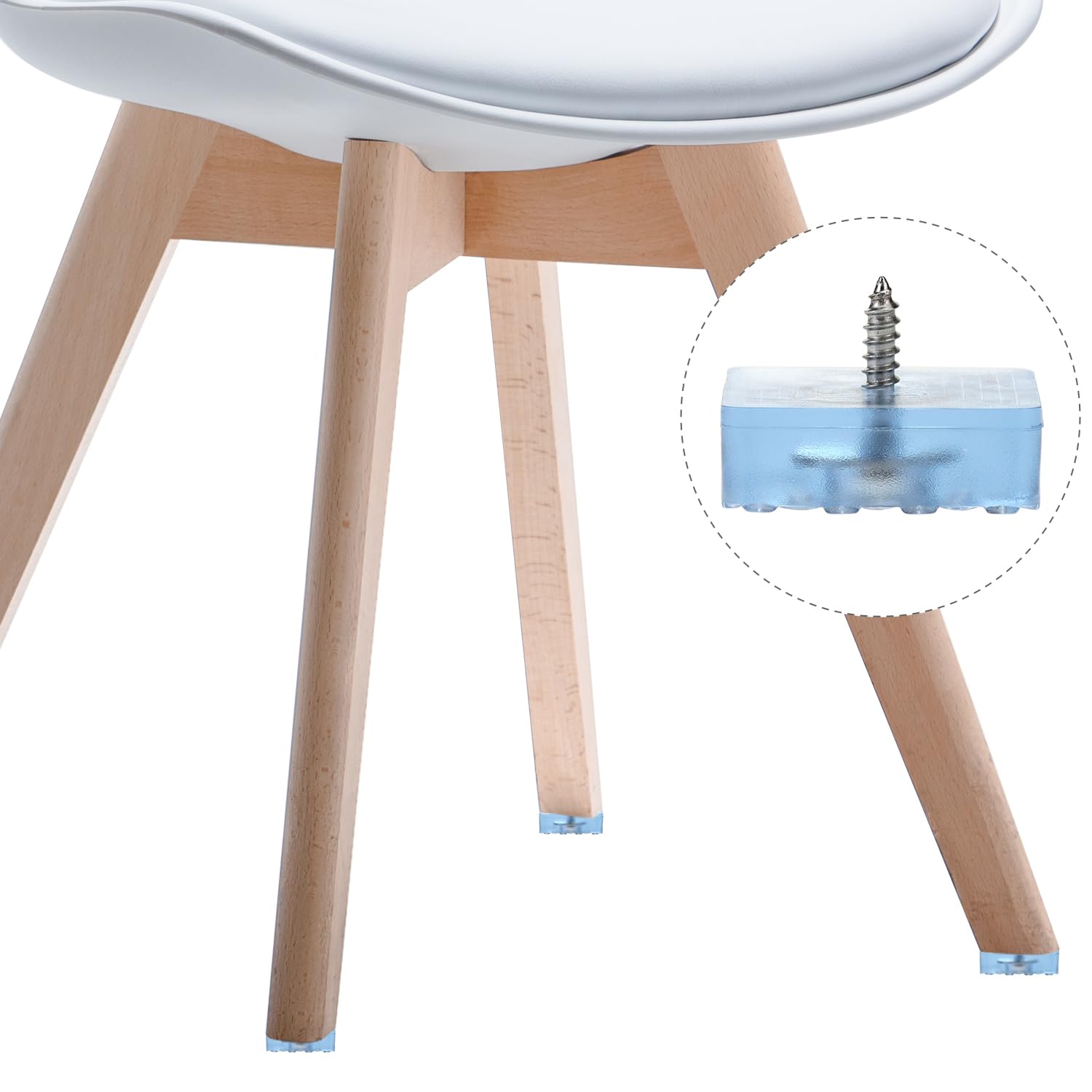 QWORK Piedini Gomma Antiscivolo - 18 Pezzi 30x30x10 Mm, Per Sedie E Tavoli, Nero - Foto 2