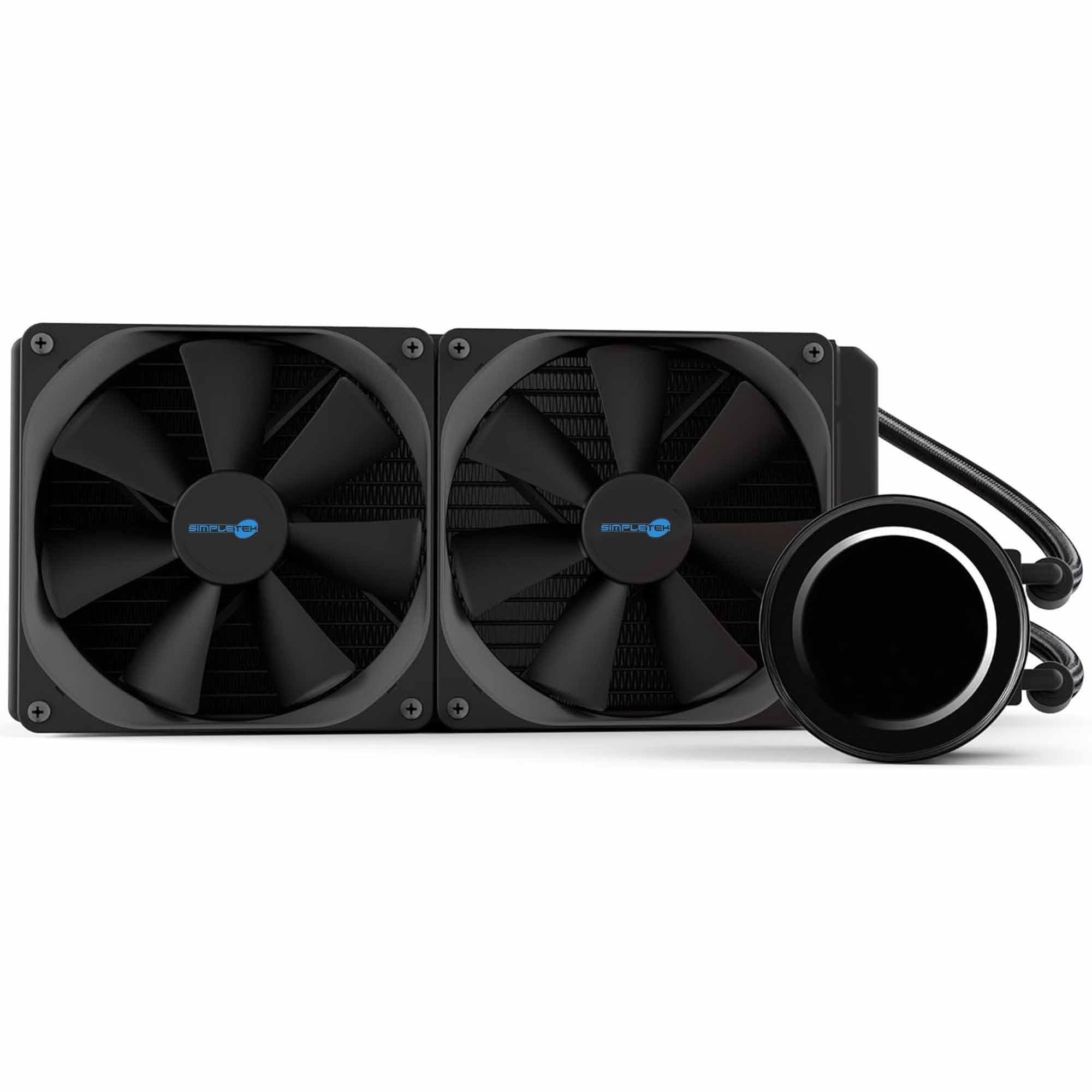 SIMPLETEK - Dissipatore RGB AIO 280mm - per AM4 AM5 (Ricondizionato) | Dissipatore liquido 280mm, RGB, PWM, 2 ventole 140mm, radiatore alluminio, pompa 2800RPM, AM4 AM5