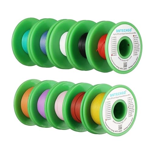 Miniatura 19 de BNTECHGO Kit de alambre de silicona de calibre 20, 10 colores cada uno de 30 pies, alambre de cobre estañado trenzado flexible de 20 AWG