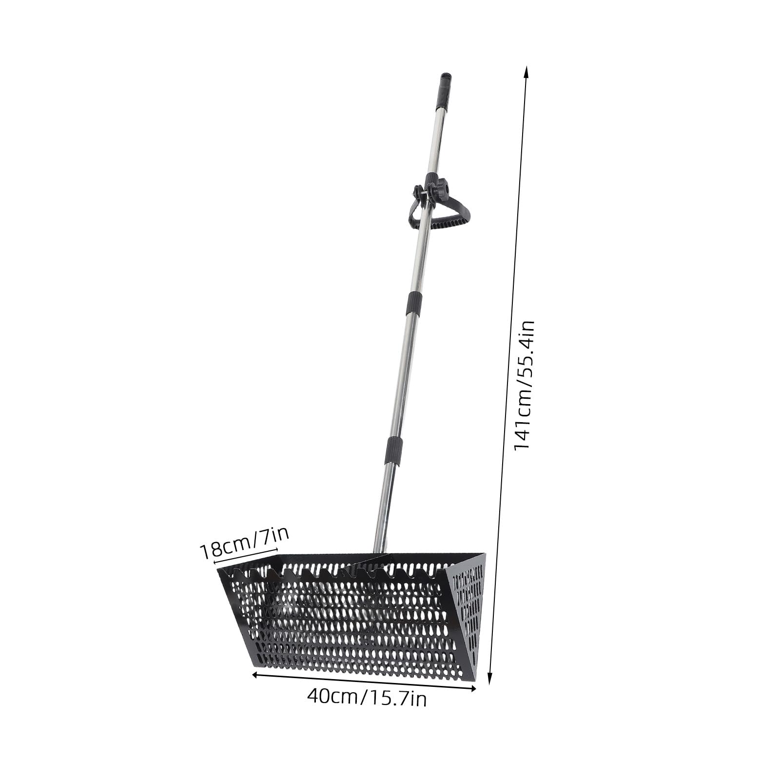 SEWACC Pala de Malla de Acero al Carbono Portátil Diseño Desmontable para Tamizar Arena y Buscar Objetos la Playa en Fiestas y Excursiones