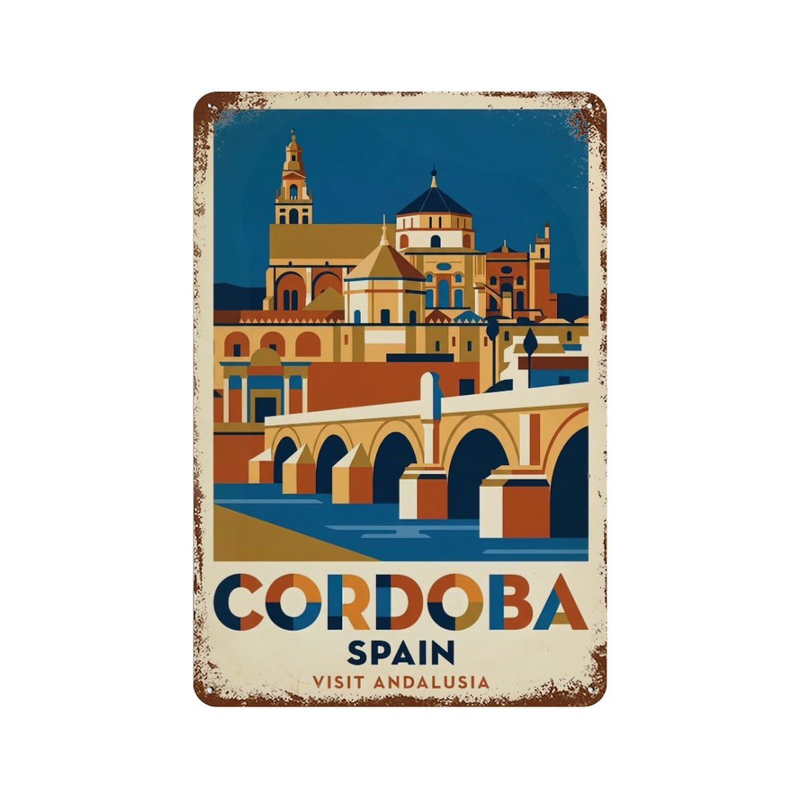 Galvaxio Style Retro Spain Cordoba Travel Metal Tin Sign