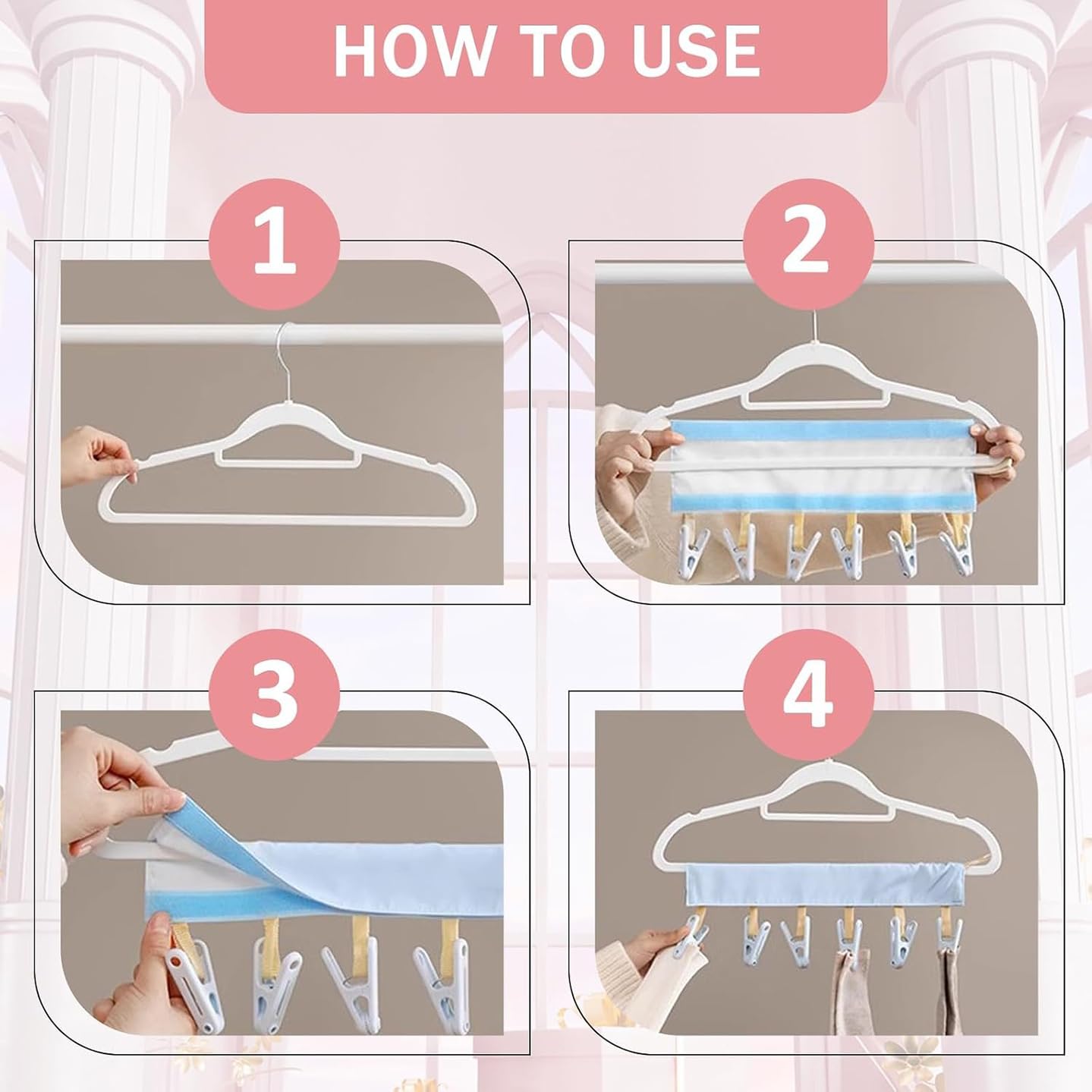3 appendini da Viaggio Pieghevoli e Portatili con 6 Clip per Costumi da Bagno, stendini salvaspazio per asciugare Asciugamani e Calzini in Hotel, Campeggio