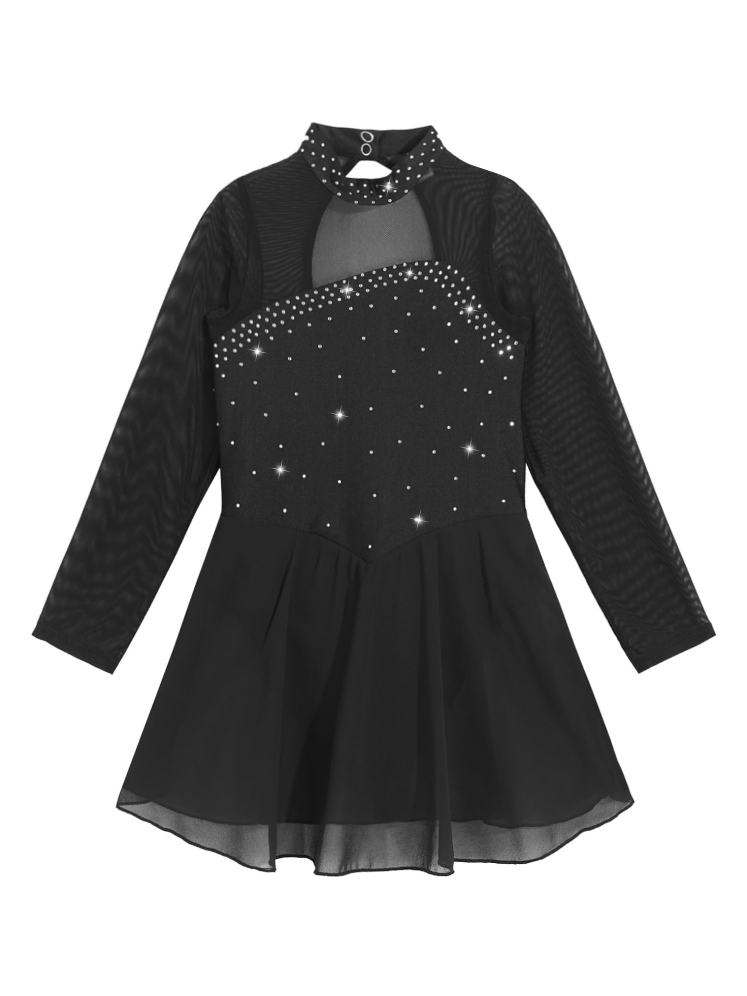 Freebily Vestido de Danza Patinaje sobre Hielo para Niña Leotardo de Manga Larga Maillot de Gimnasia Rítmica Competición Vestido de Bailarina Ballet — view 4