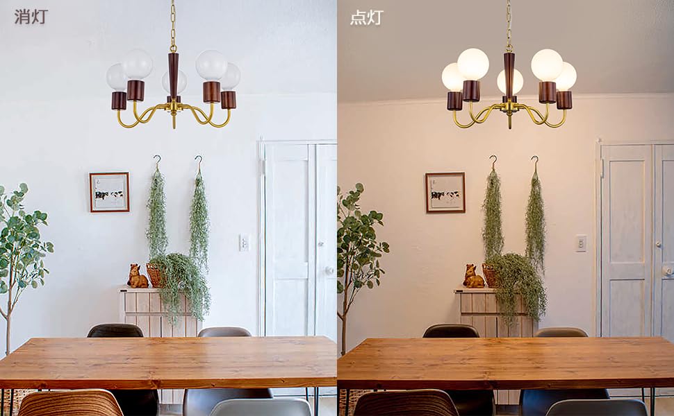 Amazon.co.jp : Chende ペンダントライト シャンデリア レトロ 木 真鍮