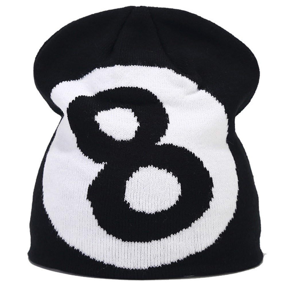 Wełniana dzianinowa czapka, czapka typu beanie cargo z numerem 8, zimowa dzianinowa ciepła czapka unisex luźna czapka na zimę na zewnątrz