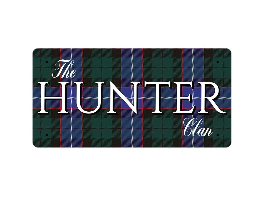 Mcmug White - The Hunter Clan (Hunter Modern Tartan) - Metal Sign, Decorative Sign, 200Mm X 100Mm