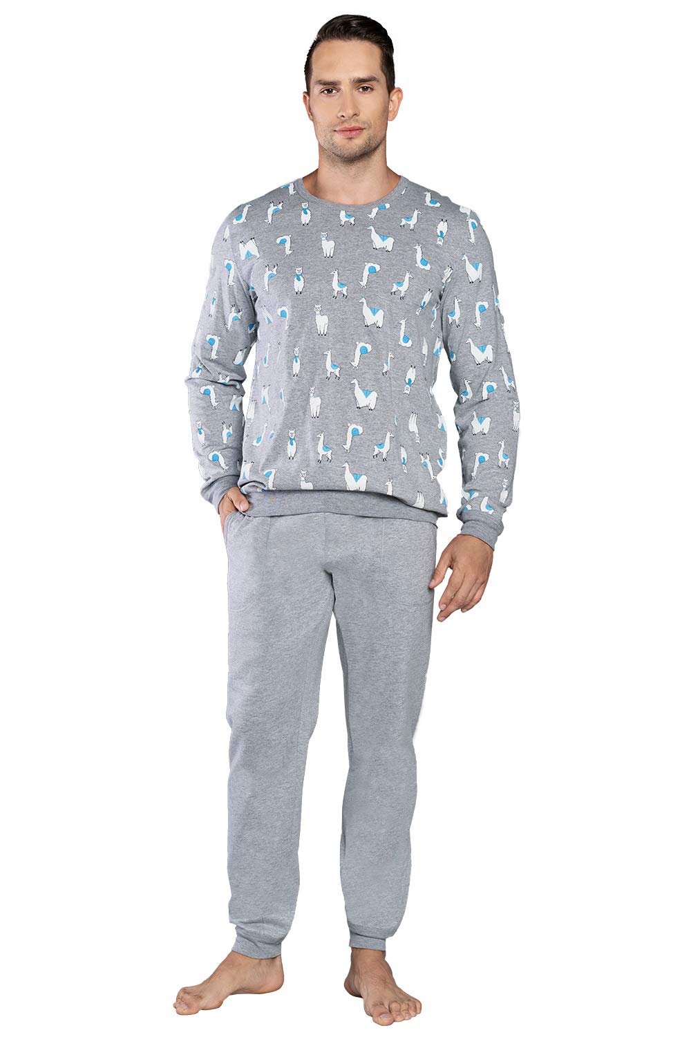 Italian Fashion Pigiama Uomo Cotone Lungo | Pigiama Uomo Invernale | Completo 2 Pezzi con Maniche Lunghe e Pantaloni | Pigiami Caldi Casual per Uomini S-XXL