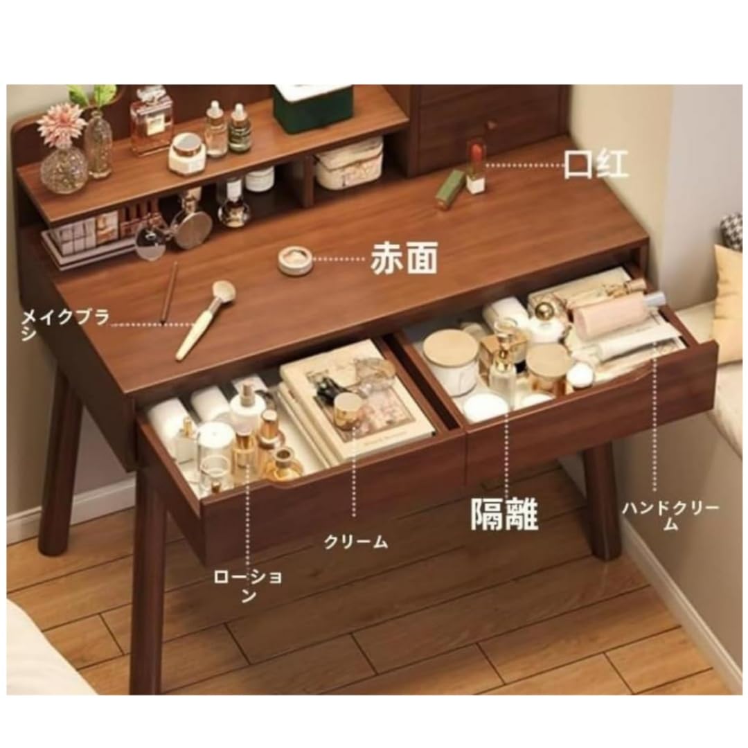 Amazon｜鏡付き化粧台, 木製の取り外し可能鏡台スツール、寝室用の