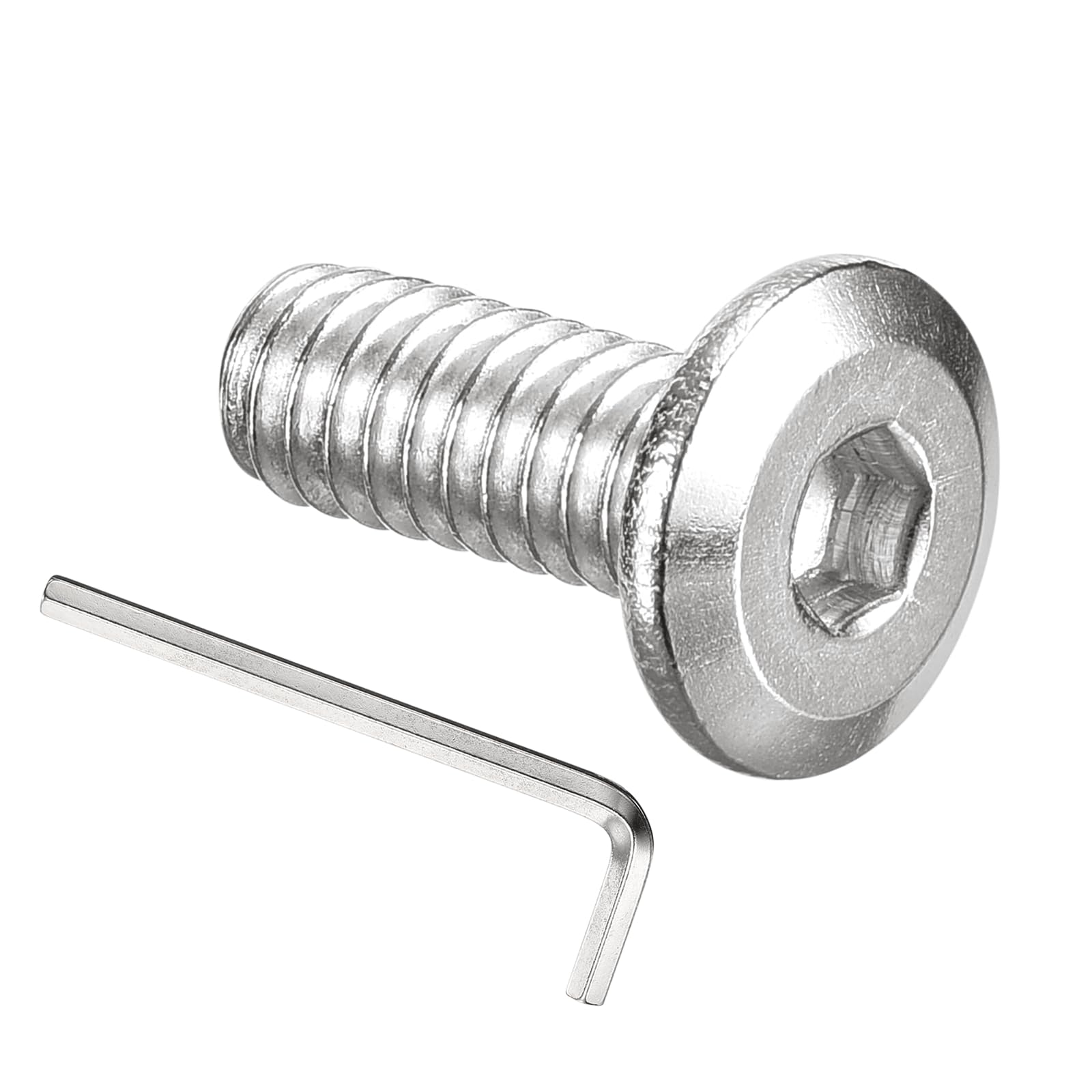 PATIKIL 3/16-24 x 1/2" Flat Head Hex Socket Cap Screw Bolt, 50PCS 304 Stainless Steel 18-8 Furniture Bolt with Hex Allen Wrench for Bed Repairs Ship Assembly Mechanical Industry, Silver