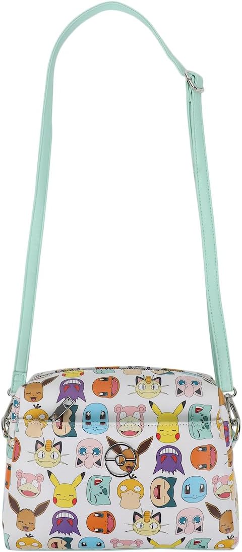 Bioworld Pokemon First Generation Faces Women's White Crossbody Handbag