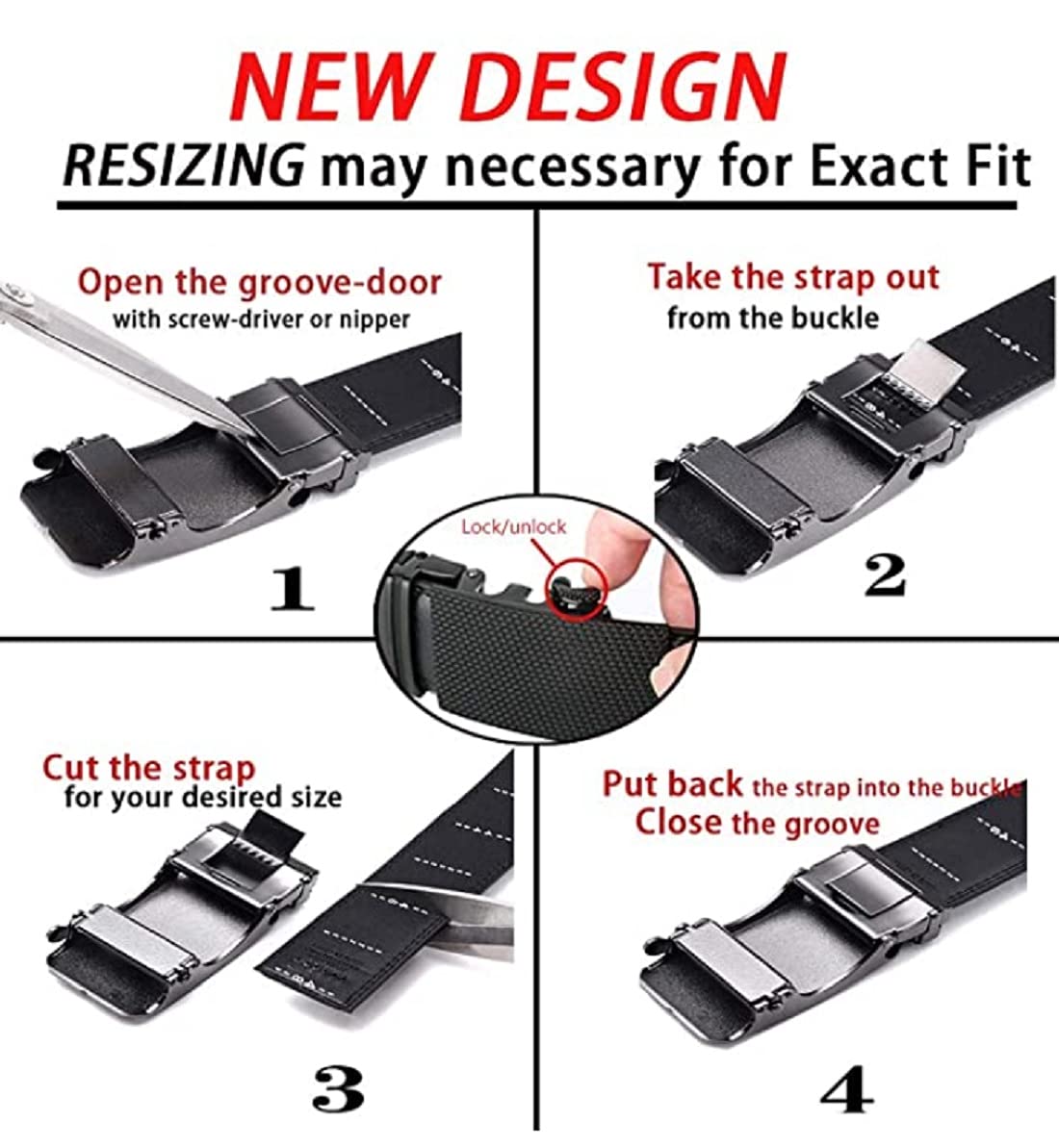 Contacts Genuine Leather Belt for Men with Autolock Buckle - Micro Adjustable Belt Fit Everywhere | Formal & Casual | Elegant Gift Box (Black) 3
