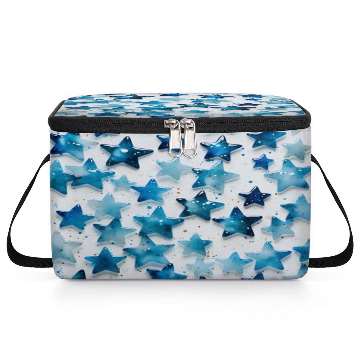 GzLeyigou Blue Bright Stars Lunch Bags for Women Men 9 Cans, Hot & Cold Food Delivery Bag Insulated Grocery Bag Insulated Lunch Box Star Cooler Bag for Office Work Picnic Beach