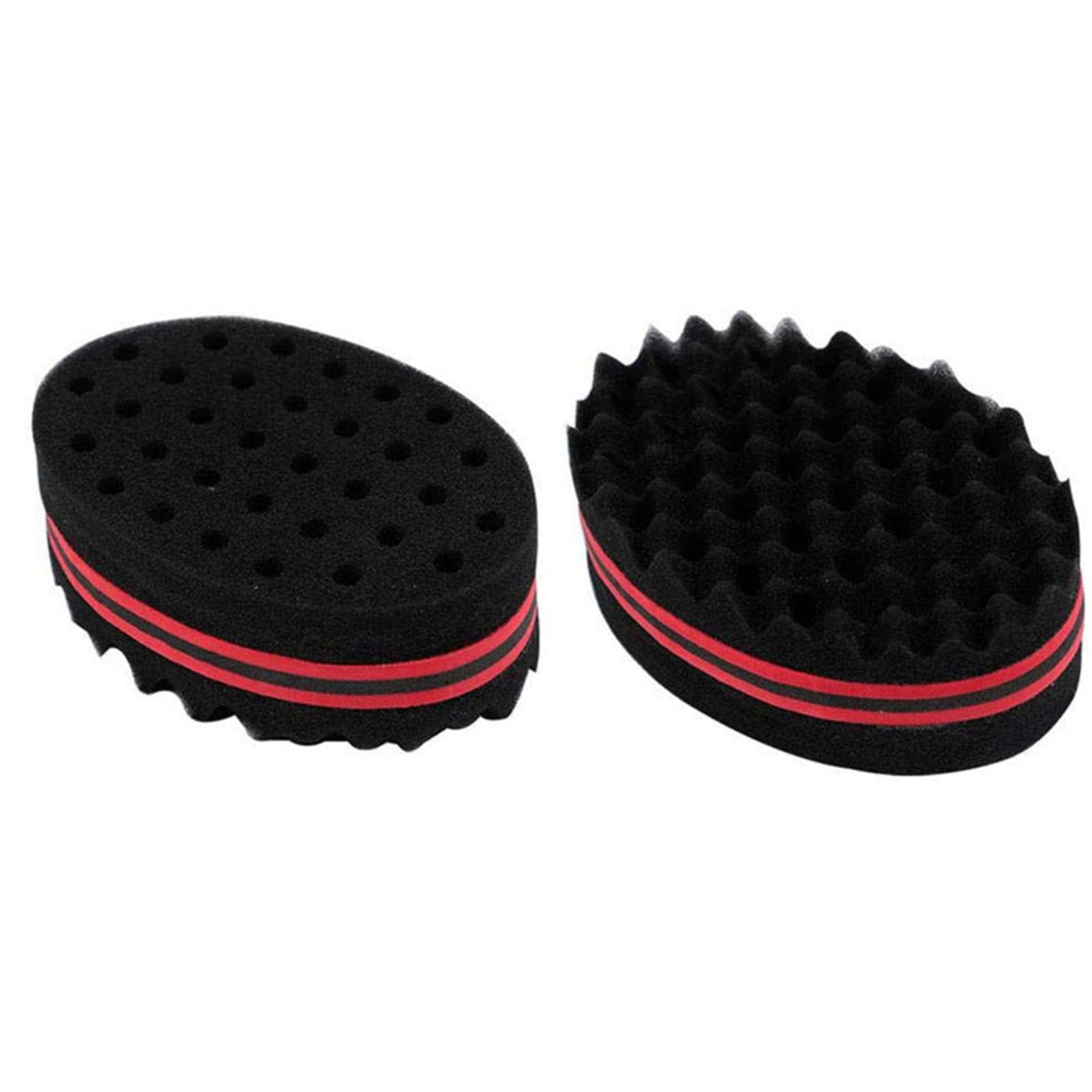 MORJCG 2Pcs Hair Sponge Brush, Afro for Curls, Curl Wave Double Sides Hairbrushes Twists and Dreads, Home Barber, 1.0 count