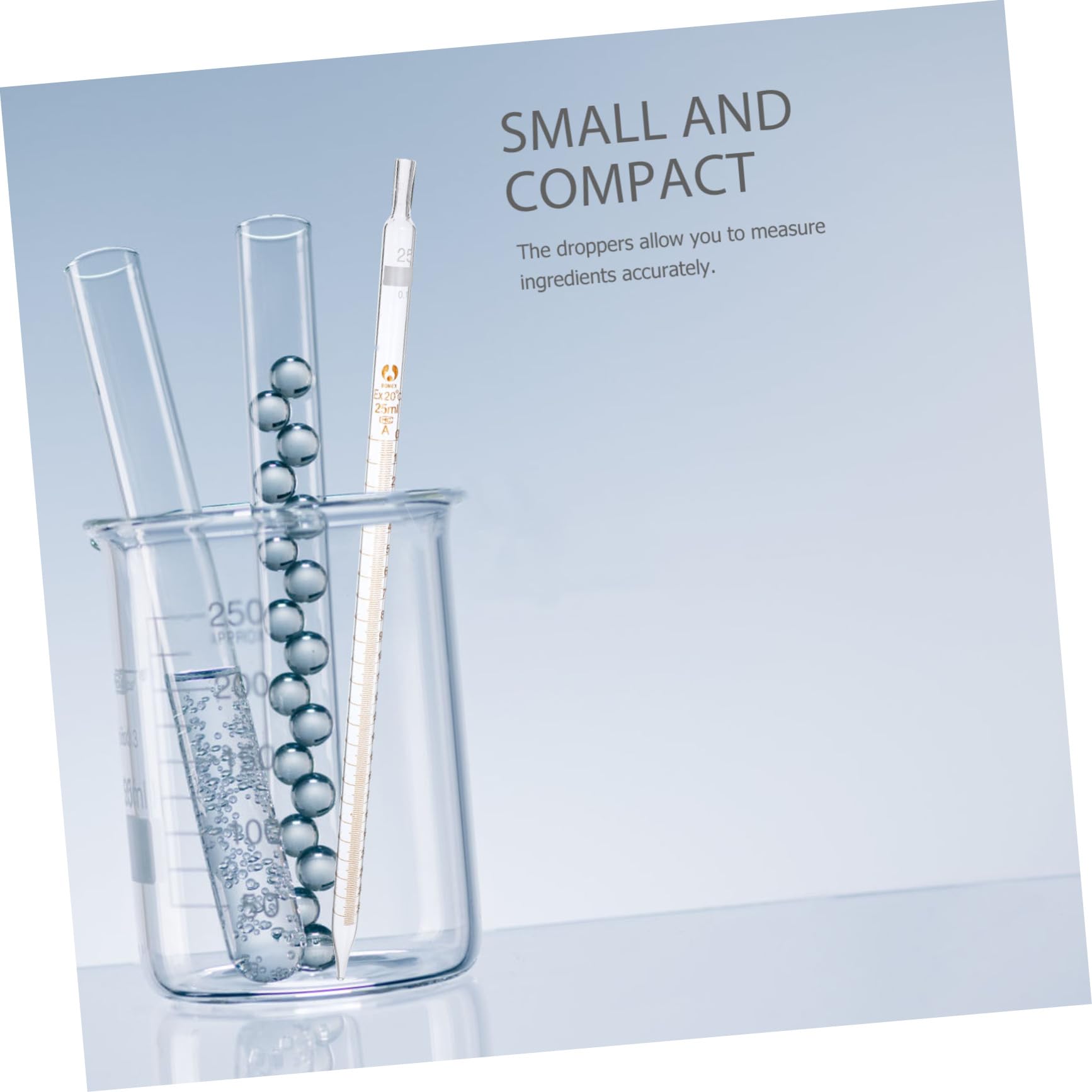 Pipeta de Laboratorio de Vidrio Escala 25ml, 20 Piezas | Medición Precisa, Apta para Lavavajillas, Formato Portátil para Suministros de Laboratorio y Uso Científico