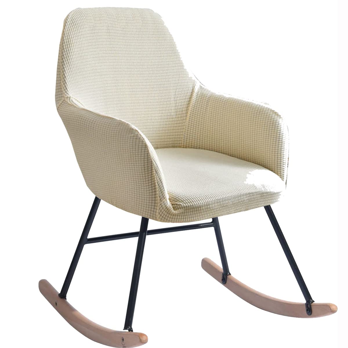 XGANGM Stretch Rocking Chair Slipcovers with Arms High Back Accent Living Room Lounge Chair Covers, for Bedroom Relaxation Dinning Room Chair Protector,beige,1PC