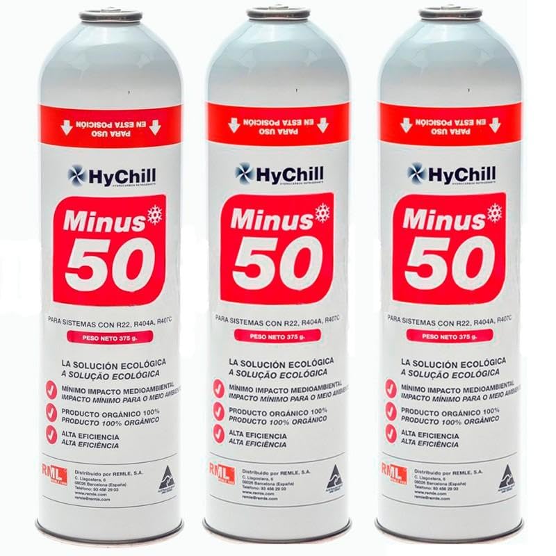 REPORSHOP - 3 Botellas Gas Minus 50 375Gr Sustituto R22 R404a R407C R502 Freeze Organico