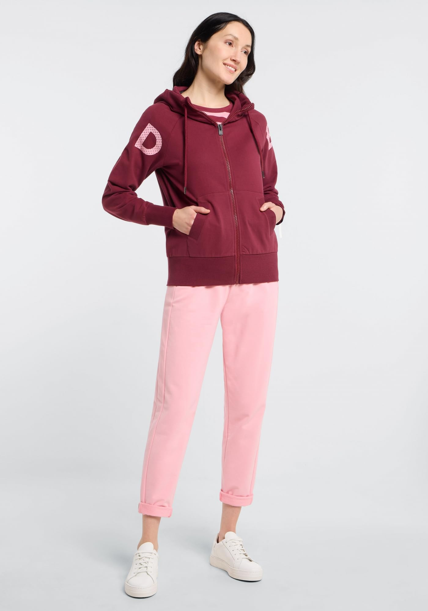 Elbsand Damen Sweatjacke mit Kapuze ESWKalea Zip Hoodie Logoprint