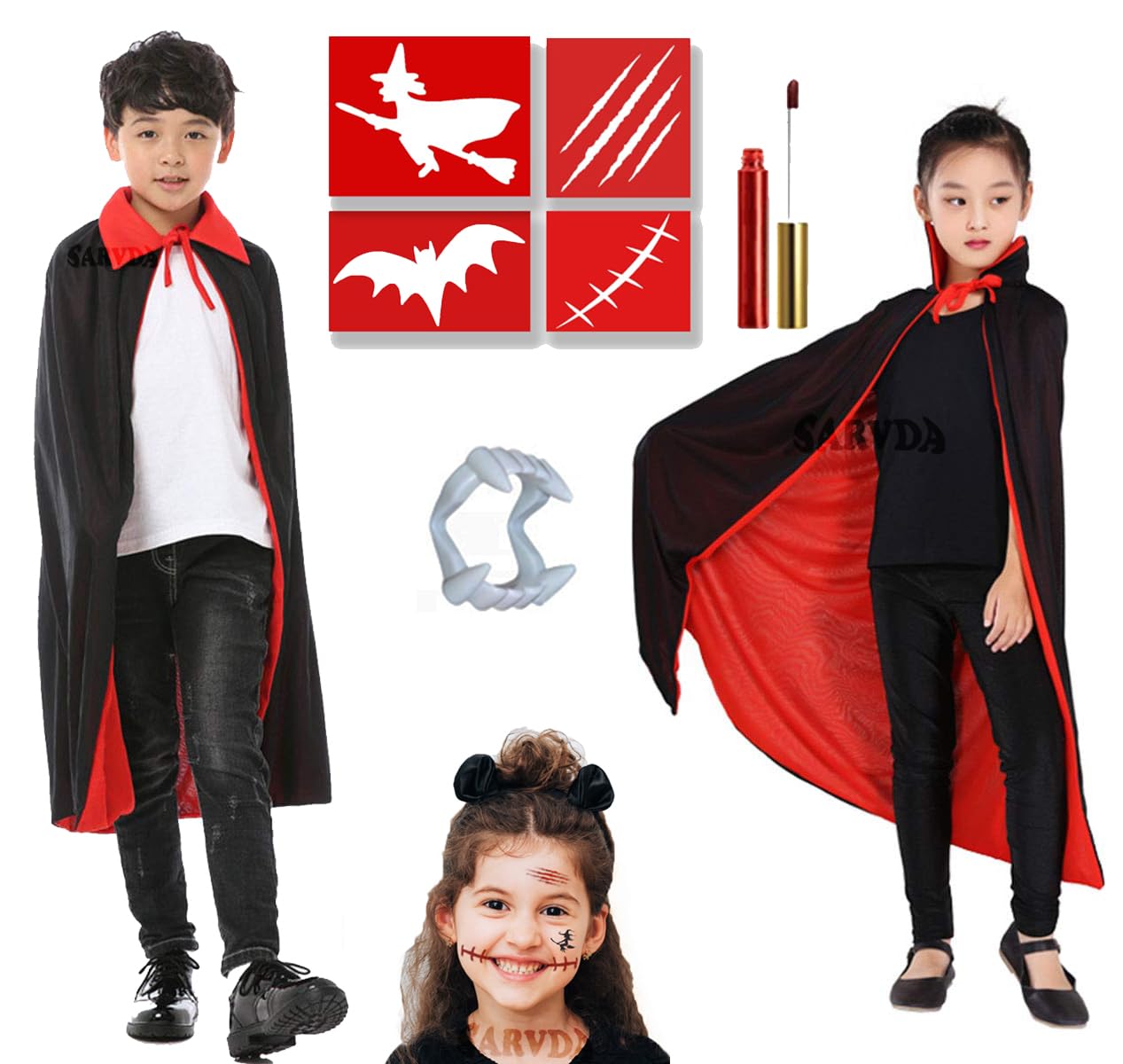 Sarvda Hosiery, Velvet, And Satin Halloween Costumes For Girls | Halloween Costume For Boys | Halloween Dress For Kids | Witch Costumes (3-4 Years, Robe (1 Dress)), Multicolor (B09HP9CJXB) Amazon Price History, Amazon Price Tracker