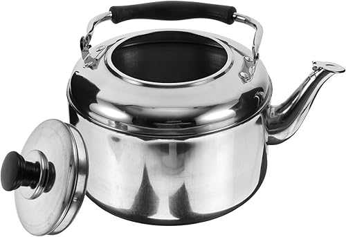 Hervidor de té de acero inoxidable, tetera silbante con base universal, ollas de té de acero inoxidable con mango de agarre fresco, olla de agua