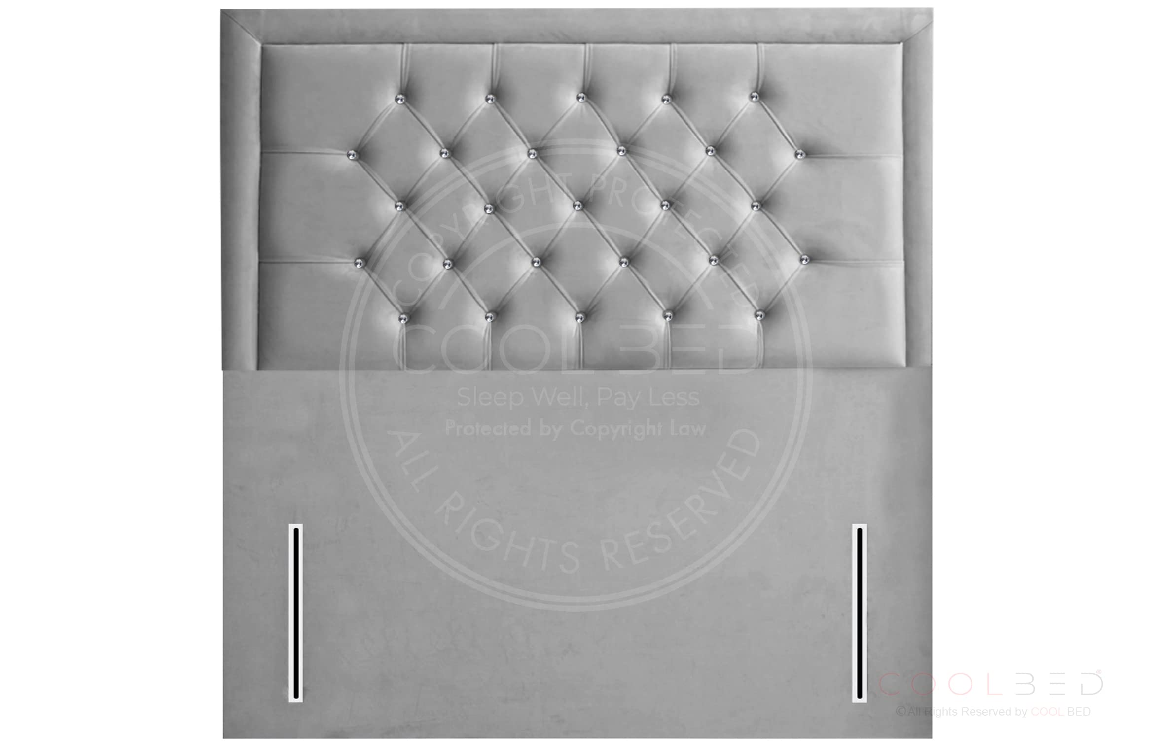 COOL BED Silver Plush Velvet Miami 54" Inch Floor Standing Headboard for Divan Ottoman Beds (Silver Plush, King-Size - ใ5FTใ)