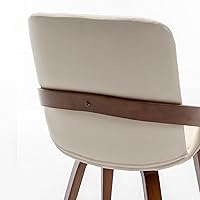 Vista 8 de Mid Century Modern Faux Leather Upholstered Dining Chairs,Armless Accent Chairs with Sturdy Natural Wood Legs,Bamboo Backrest Support for