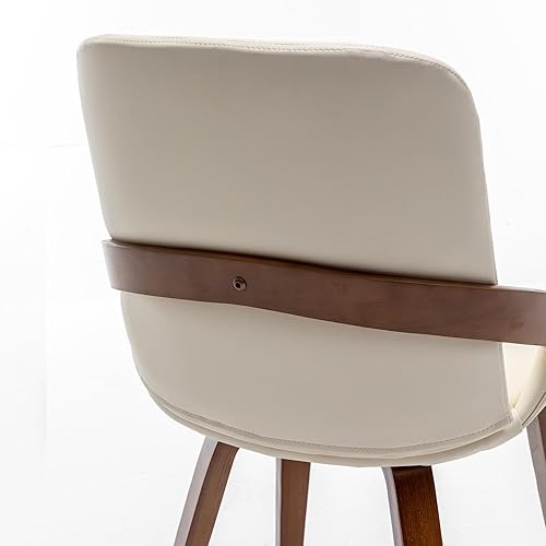 Miniatura 8 de Sillas de comedor tapizadas de piel sintética modernas de mediados de siglo, sillas de acento sin brazos con patas de madera natural resistentes,