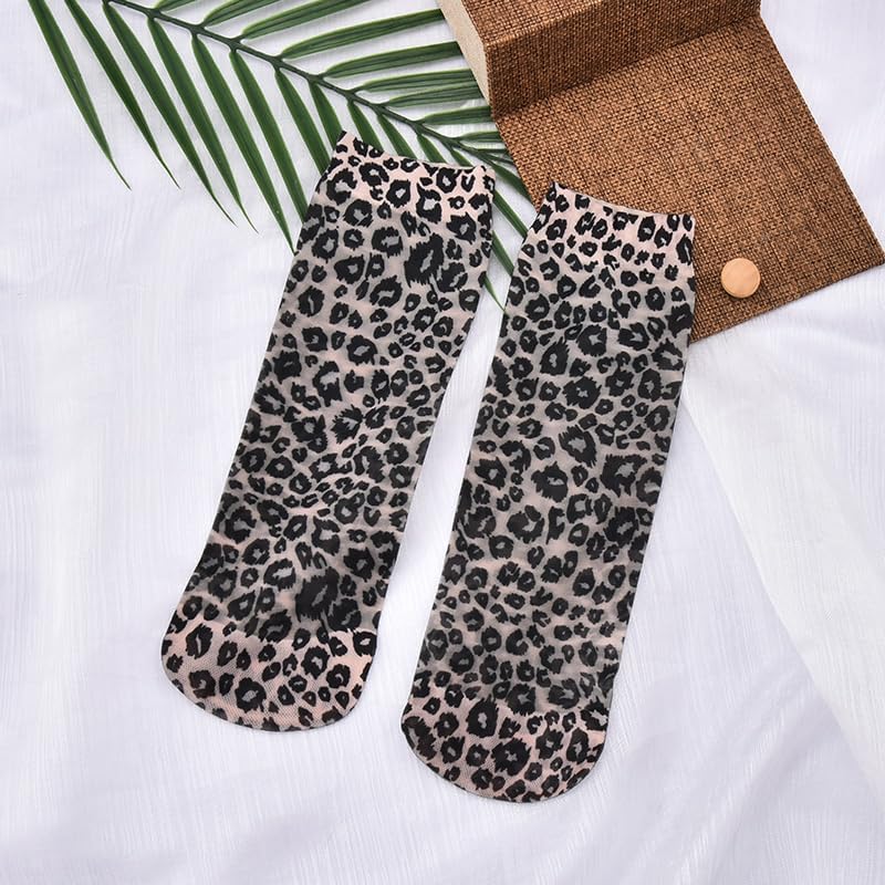 Leopard Ankle Socks for Women Leopard Print Socks Lightweight Casual Crew Socks for Women Fashion Thin Breathable Sock Woman No Sweat Leopard Print Crew Sock Animal Print 2 Pairs - Image 6