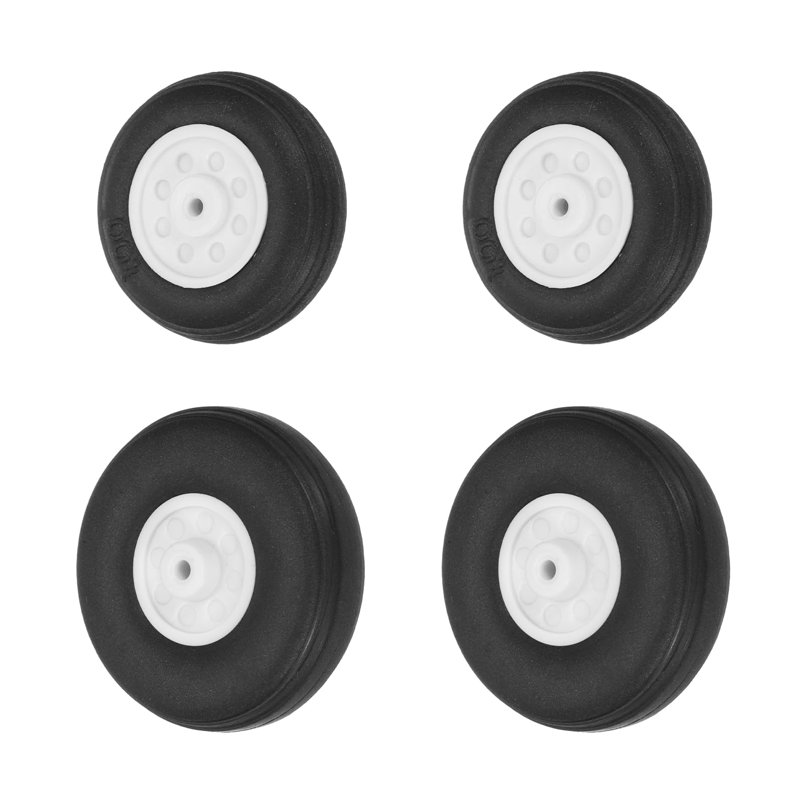 MECCANIXITY Juego de ruedas de avión RC, 1 pulgada/1.5 pulgadas de diámetro, rueda de espuma de goma de repuesto para modelo de helicóptero de avión, paquete de 4