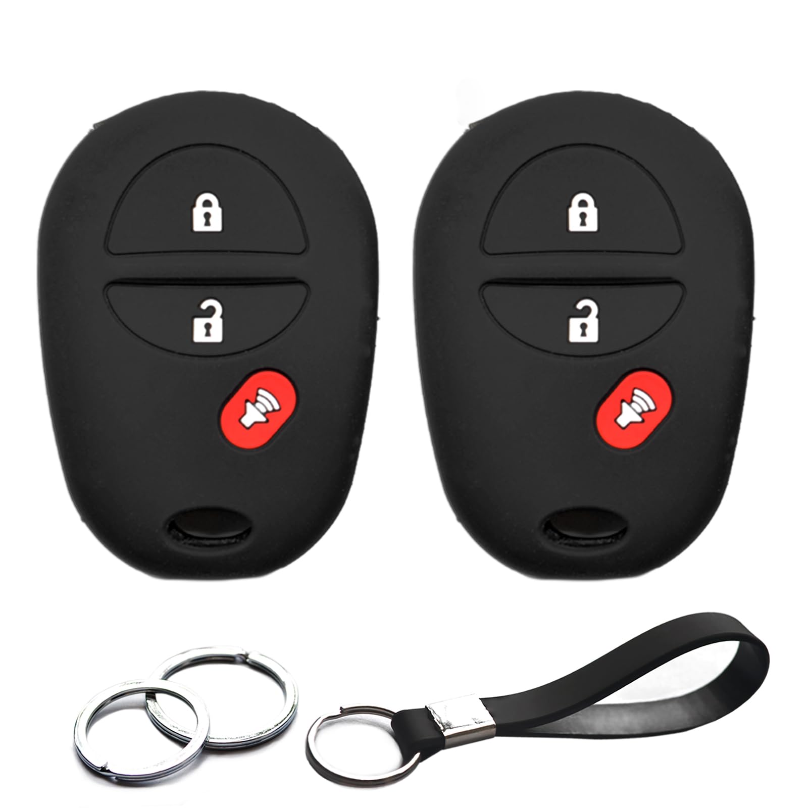2pcs Compatible with Toyota GQ43VT20T 3 Buttons Silicone FOB Key Case Cover Protector Keyless Remote Holder for Toyota Corolla Highlander Sequoia Sienna Tacoma Tundra Van Truck SUV