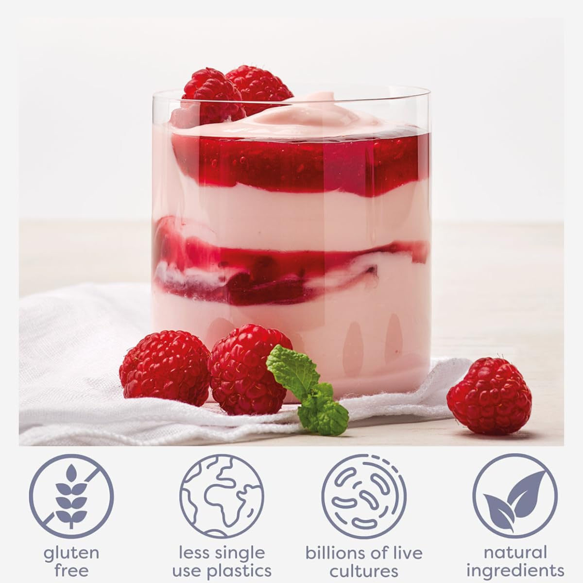 EasiYo Joghurt Himbeere, 8 Beutel | Jeder Beutel ergibt 1 kg Joghurt