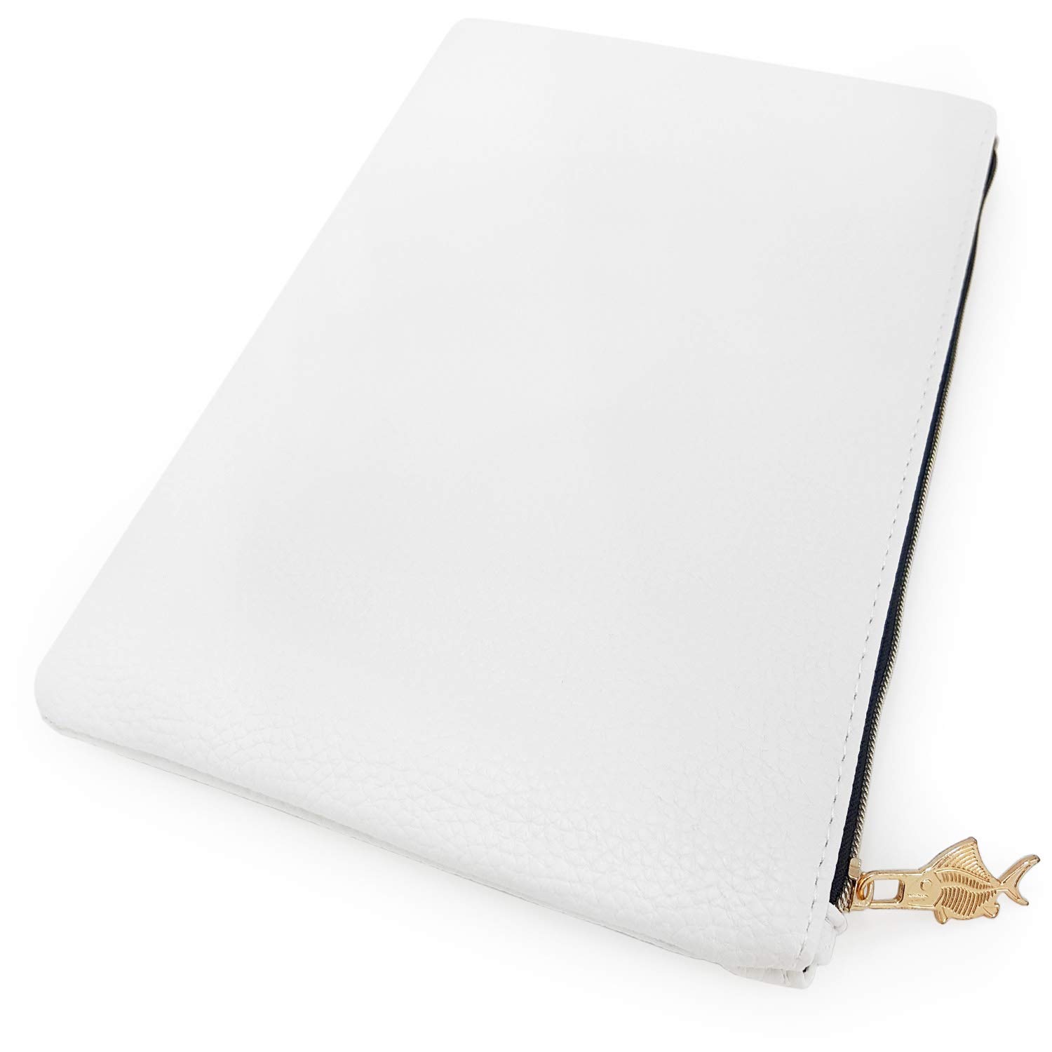 Fat Belly Fish Faux Leather/Leather Look Pencil Case - White - by - Large