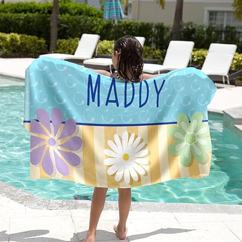 Toallas de playa personalizadas para niños con nombre, toalla de playa de microfibra para viajes, toallas de natación personalizadas para bebés,