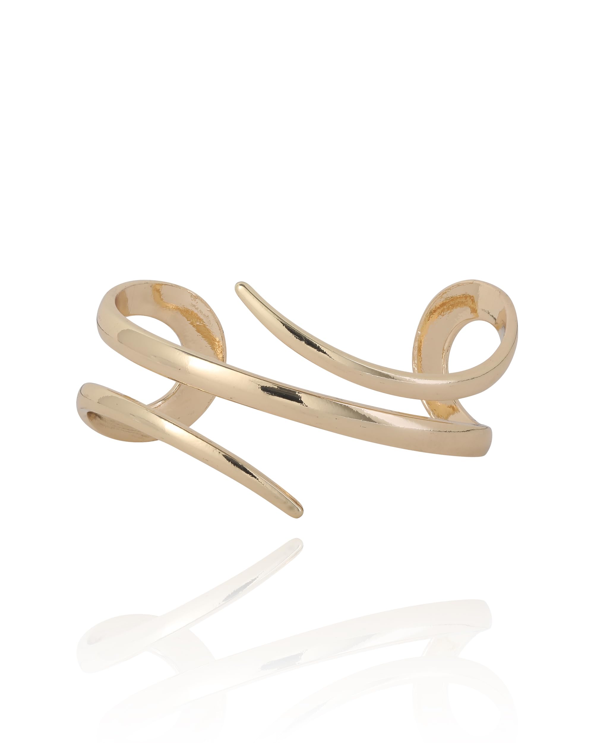 Sculptural Cuff Bracelet for Women, Yellow Gold-Tone Open Cuff