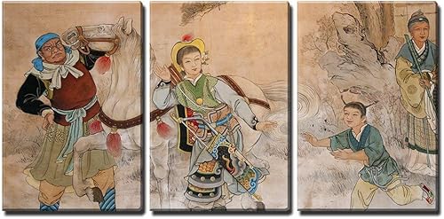 Miniatura 17 de wall26 - Arte de pared en lienzo de 3 piezas - Arte de tinta de acuarela oriental tradicional - Arte moderno para el hogar estirado y enmarcado Obra