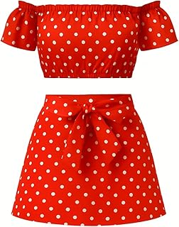 لانجري للنساء منقط بكتف مكشوف وتنورة قصيرة لإطلالة مميزة وعصرية 013 من فور اتش