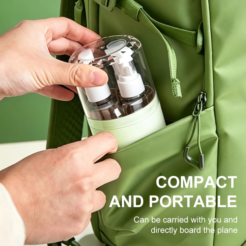 Set di bottiglie da viaggio 4 in 1, 50 ml, 2 testine spray e 2 testine per lozione, a prova di perdite, con etichette, accessori da viaggio per aereo, bagaglio a mano, ufficio, impermeabile e stabile