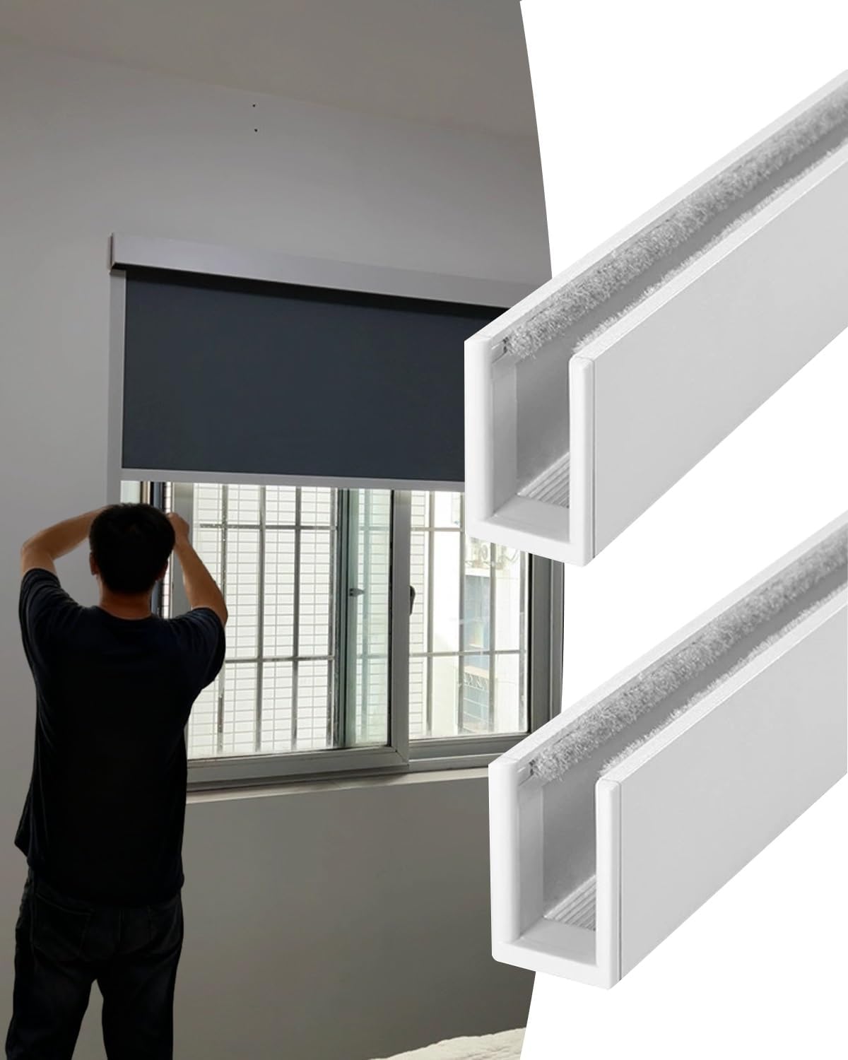 64 70 72 inch Window Side Light Blocker U Channel, Window Light Blocker Light Blocking Strips for Room, Apartment Blinds Light Blockers(White,45.7cm/18inch)