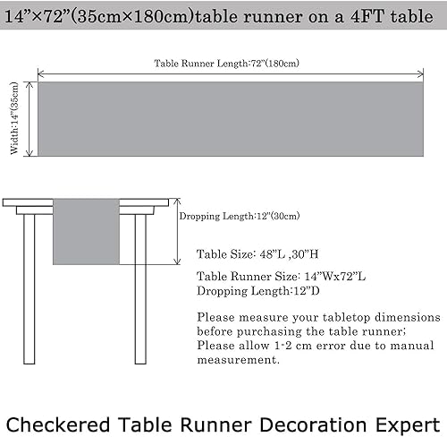 Miniatura 63 de Camino de mesa a cuadros de búfalo de 13 x 72 pulgadas, camino de mesa de Navidad a cuadros rojos y negros, camino de mesa a cuadros para cenas
