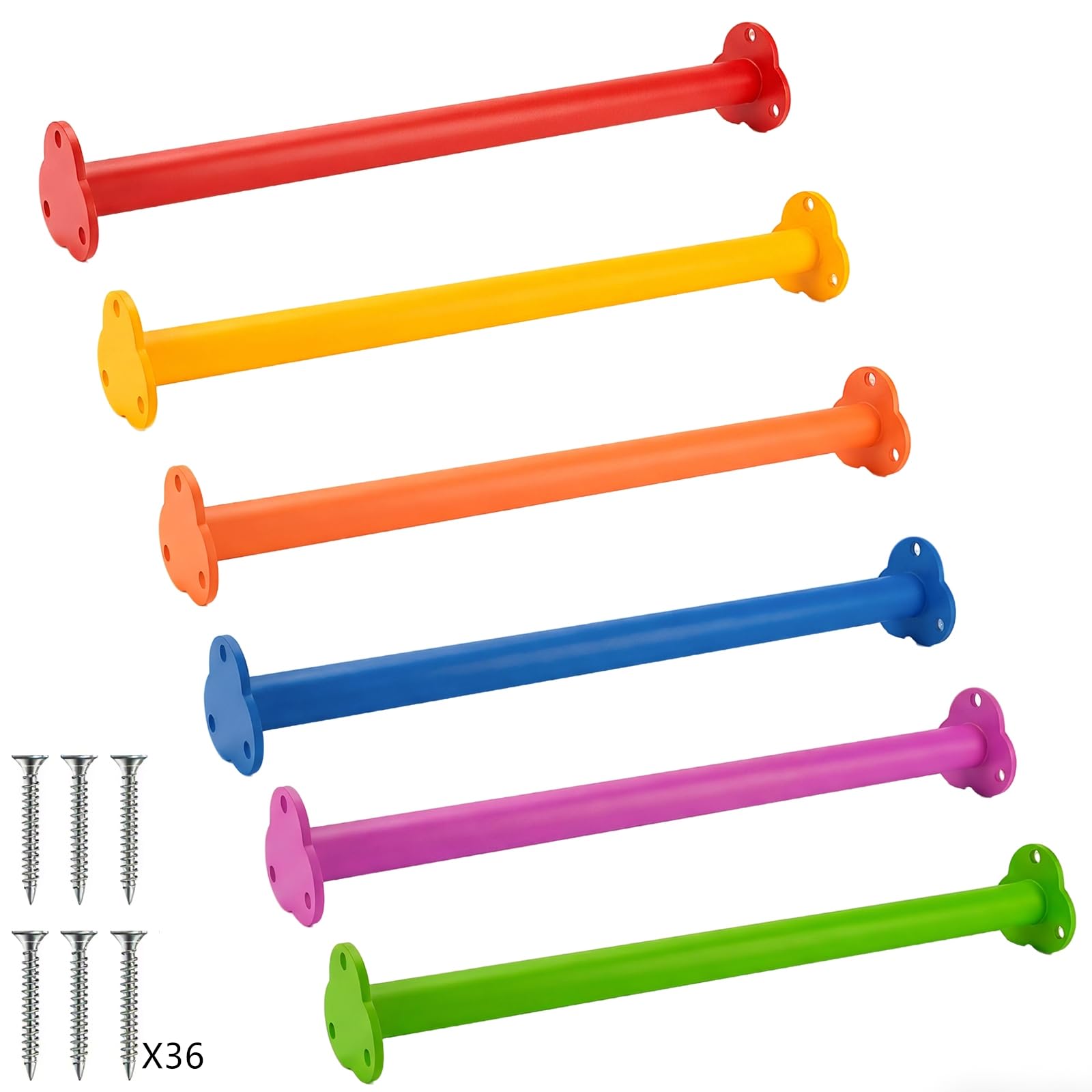 BiJun 22 inch 6 Colors Monkey Bars Kit for Backyard Outdoor Indoor Ladder Rungs Climbing Freestanding(6 Pack