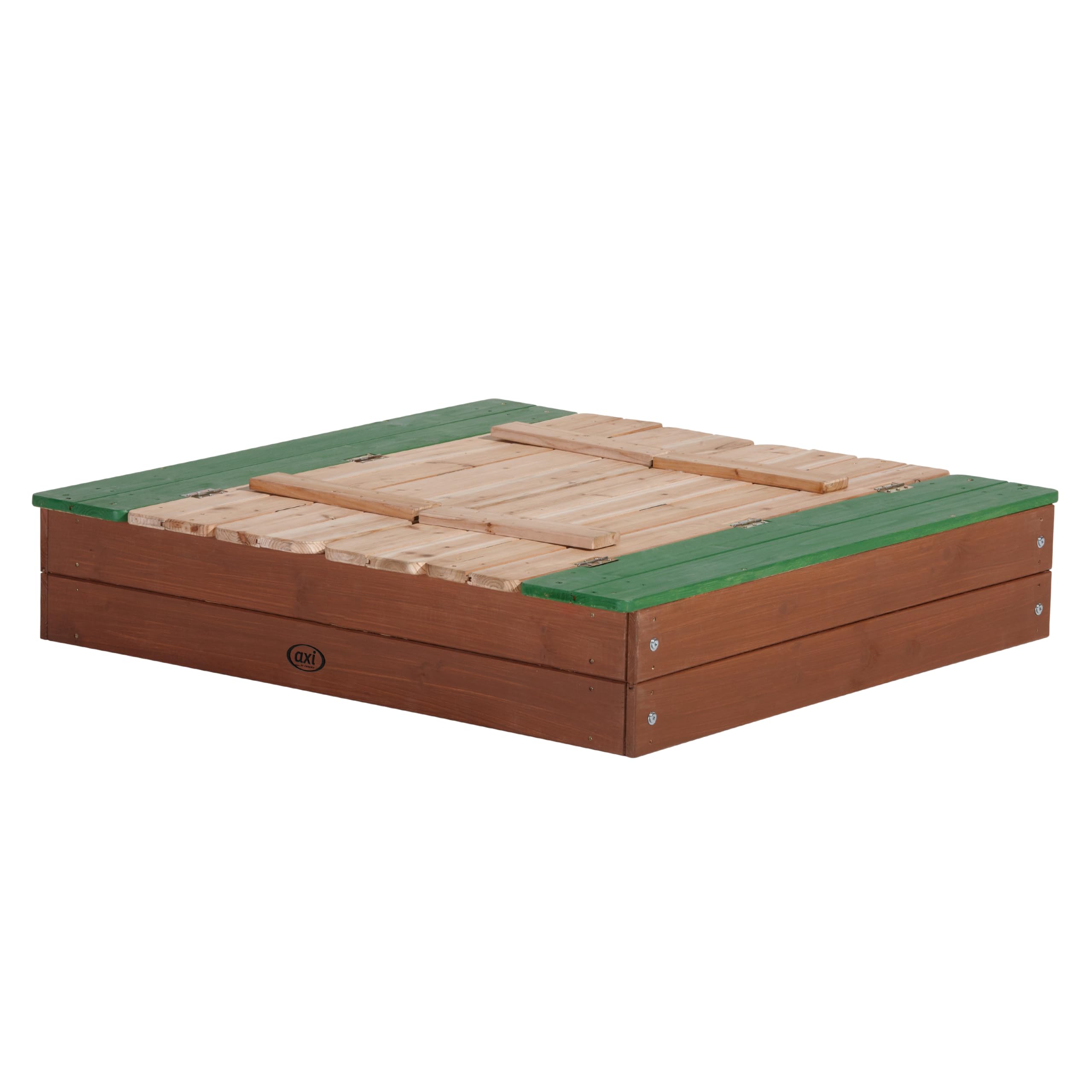 Axi Ella Bac À Sable Enfant - 100 X 95 Cm | Bac À Sable pour Enfants en Bois avec Couvercle Marron & Vert