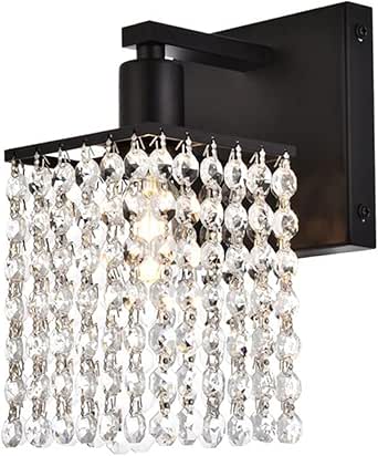 Living District Phineas 1-Light Metal Bath Sconce in Black and Clear