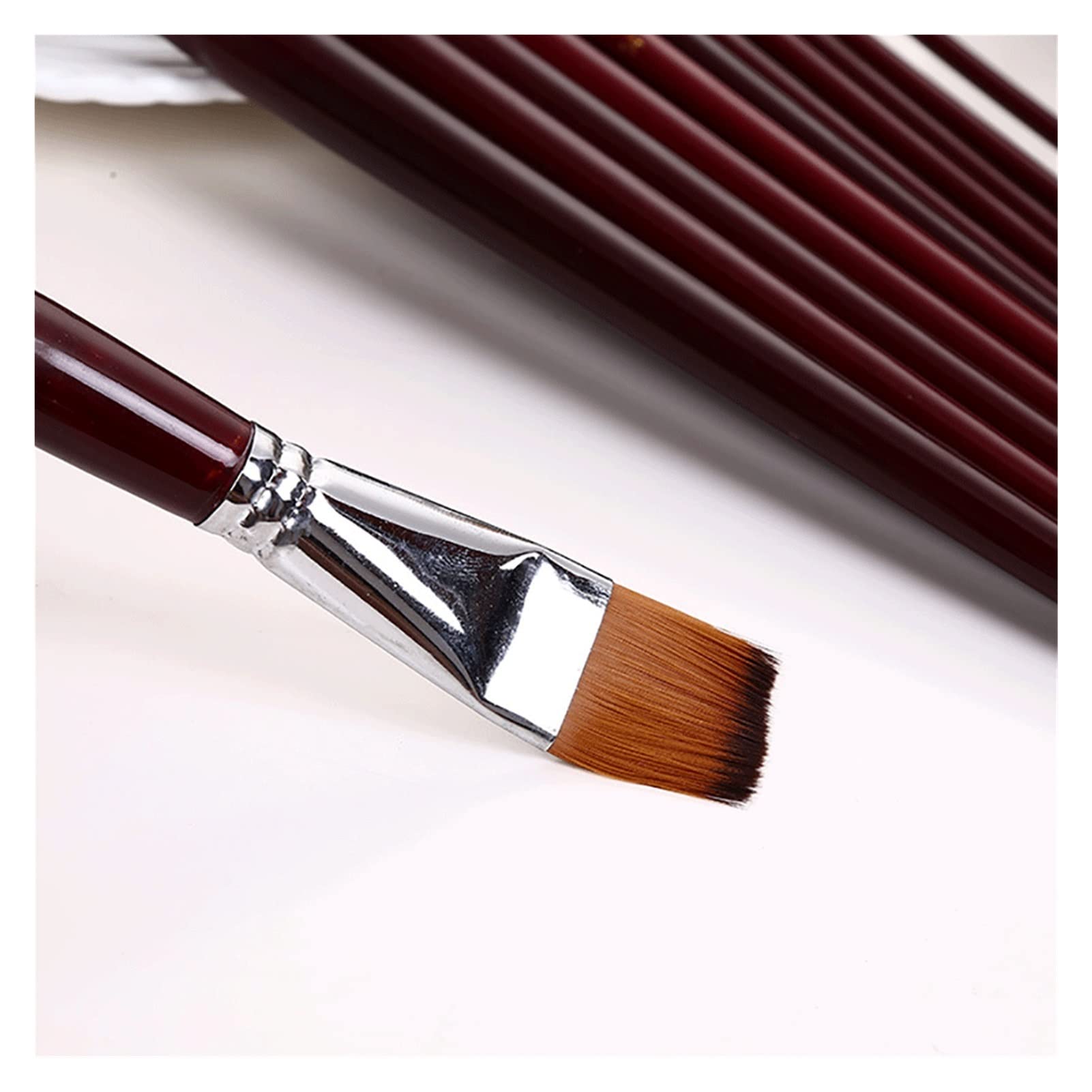 Stylo à huile en nylon deux tons plat 12 ensembles de pinceaux art aquarelle peinture pinceau de peinture (couleur : A, taille