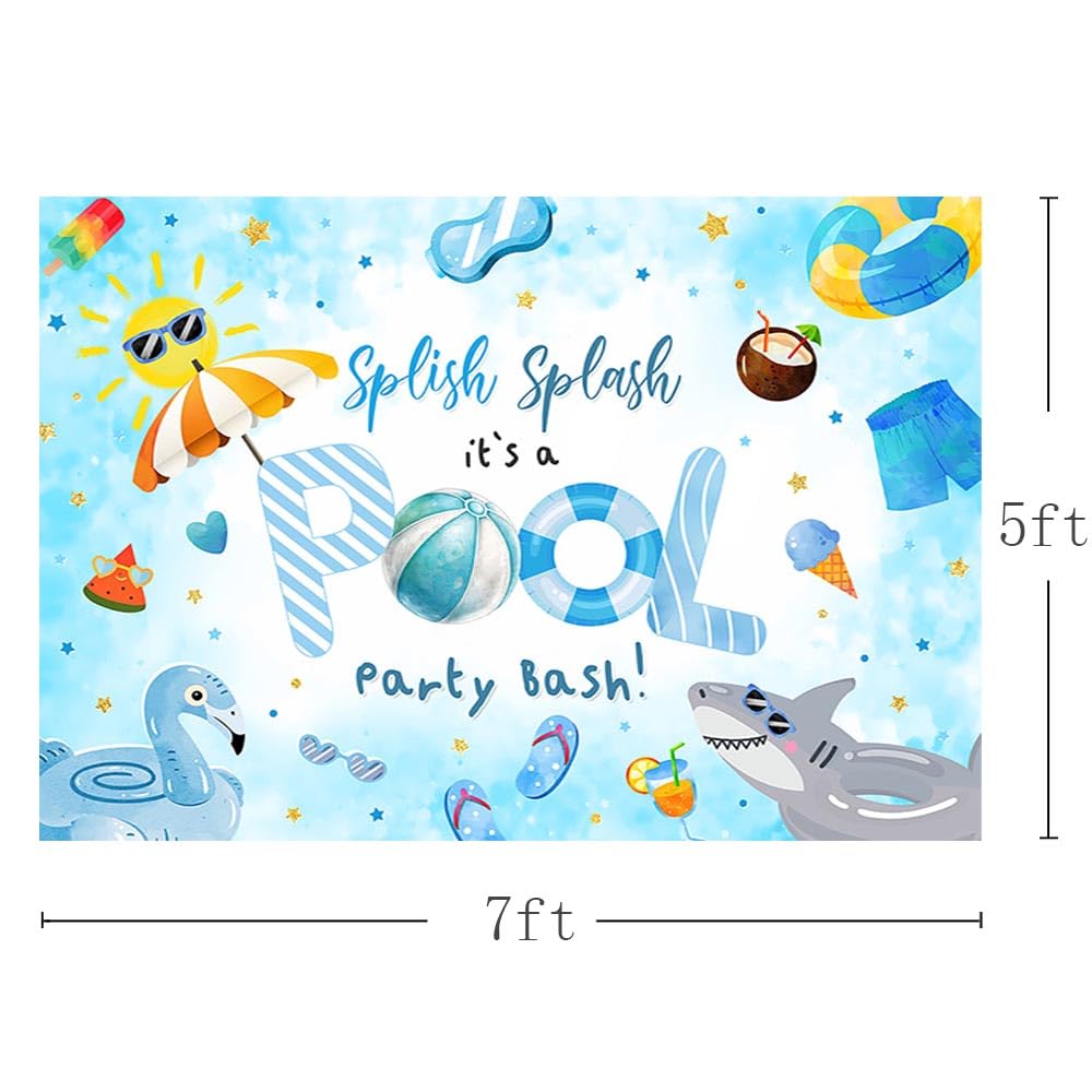 MEHOFOND Aquarell-Poolparty-Hintergrund | Rosa, 2,1x1,5m | Wiederverwendbarer Fotohintergrund Für Sommerfeiern