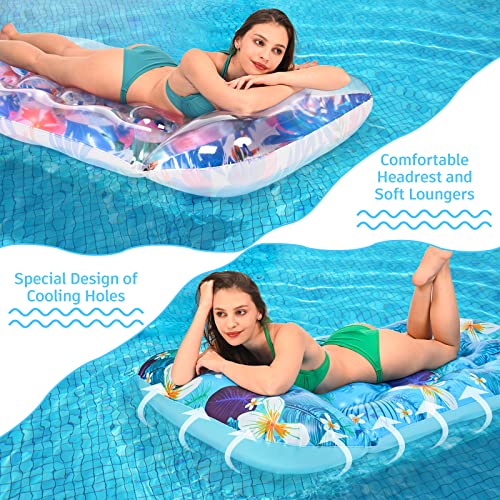 Oisacirg Inflatable Pool Floats Raft, 2 Pack Oversized Pool Floats Lounge Adult Size With Headrest Cooling, Lake Float Raft Water Lounger Pool Toys For Adults Summer Swimming Beach Pool Outdoor #TOP2