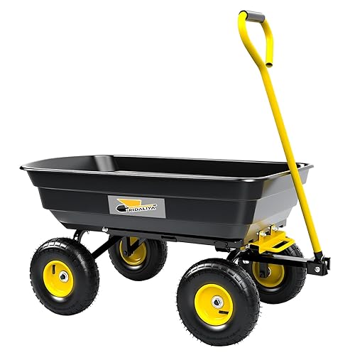 Garden Dump Cart, Heavy-Duty Utility Wagon with 600 lb Capacity,
