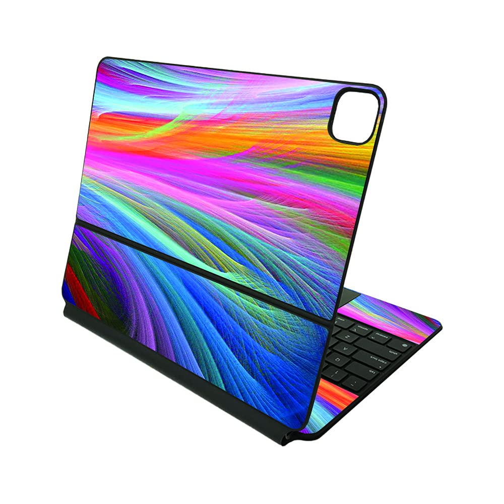 MightySkins Skin Compatible with Apple Magic Keyboard for iPad Pro 12.9" (3rd-6th Generation) - Rainbow Waves | Protective, Durable, and Unique Vinyl