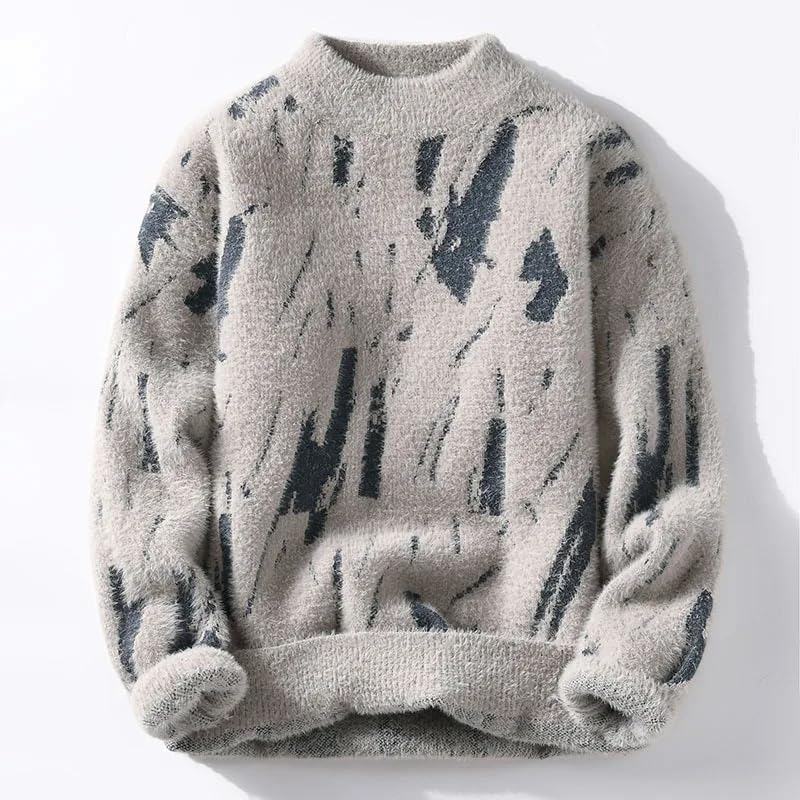 Autumn Winter Patchwork Knitted Sweater Men Streetwear Knit Pullovers Mens Slim Fit Sweater Tops4