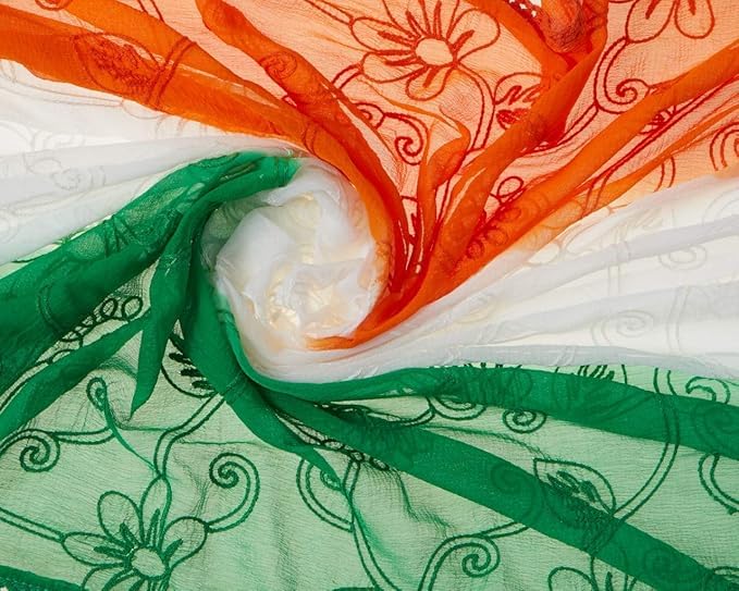Image of Republic Day /Independence Day Tricolor Stole, Dupatta, Scarf for Adults & Kids | Pack of 1pcs | Tiranga Accessories for Patriotic Celebrations | Lightweight & Comfortable