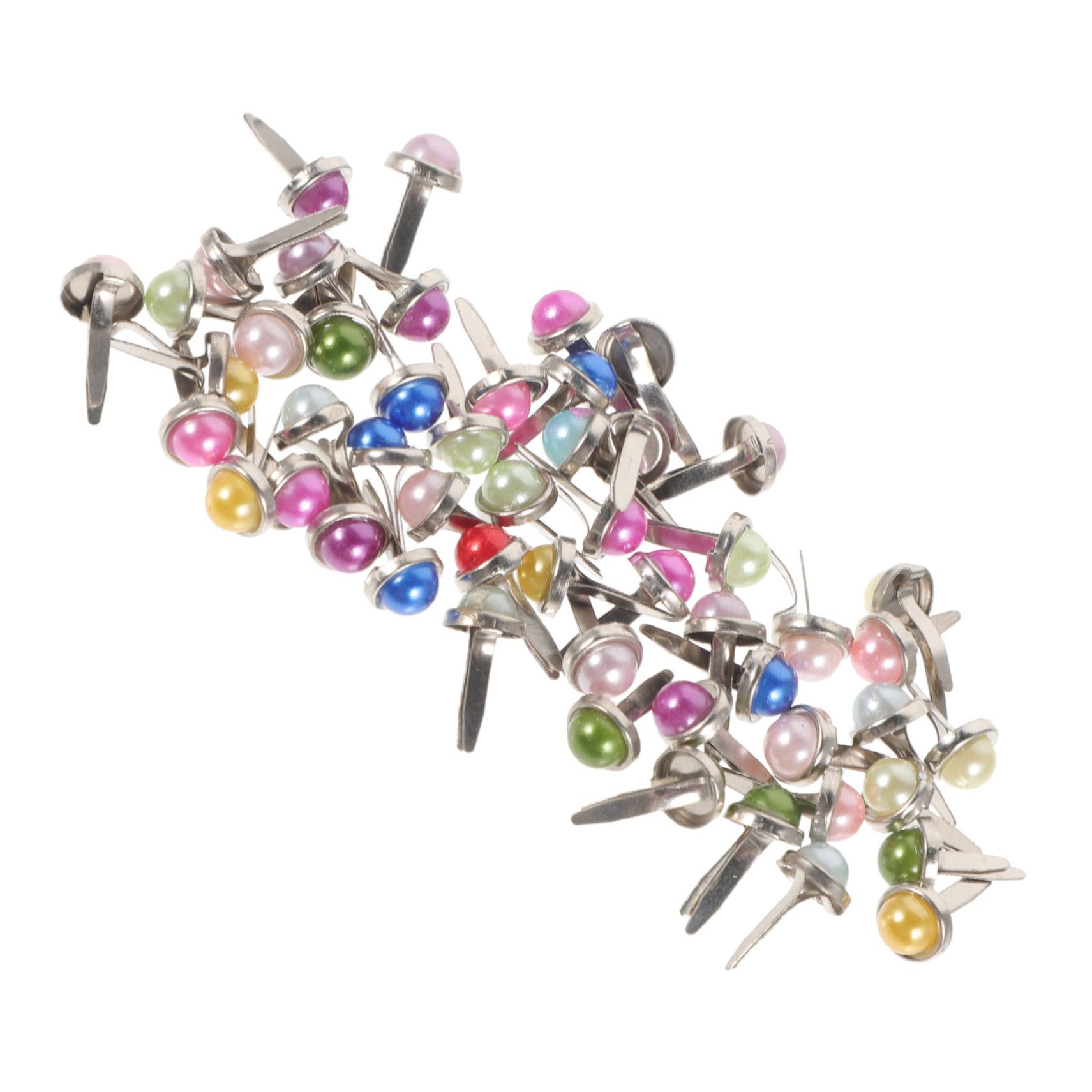 OSALADI Scrapbook Embellishments: 50pcs Mini Round Brads Pearl Snap Fasteners for Crafts Metal Brads DIY Paper Fasteners