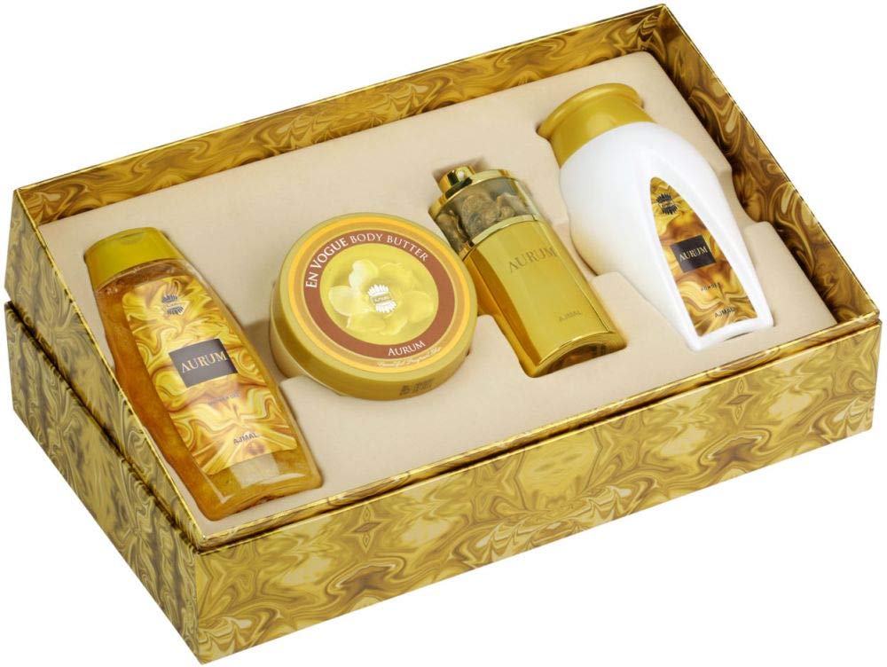 AjmalAurum Gift Set For Female (Concentrate/Spray/Body butter/Talc. Powder)